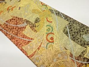 束ね熨斗に丸文・松・花々模様織出し袋帯